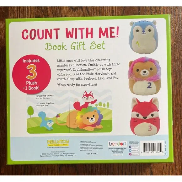 NEW Squishmallow Aldi‎ Exclusive "Count With Me" Book Gift Set 3 Soft Plush 4.5" - Picture 2 of 2